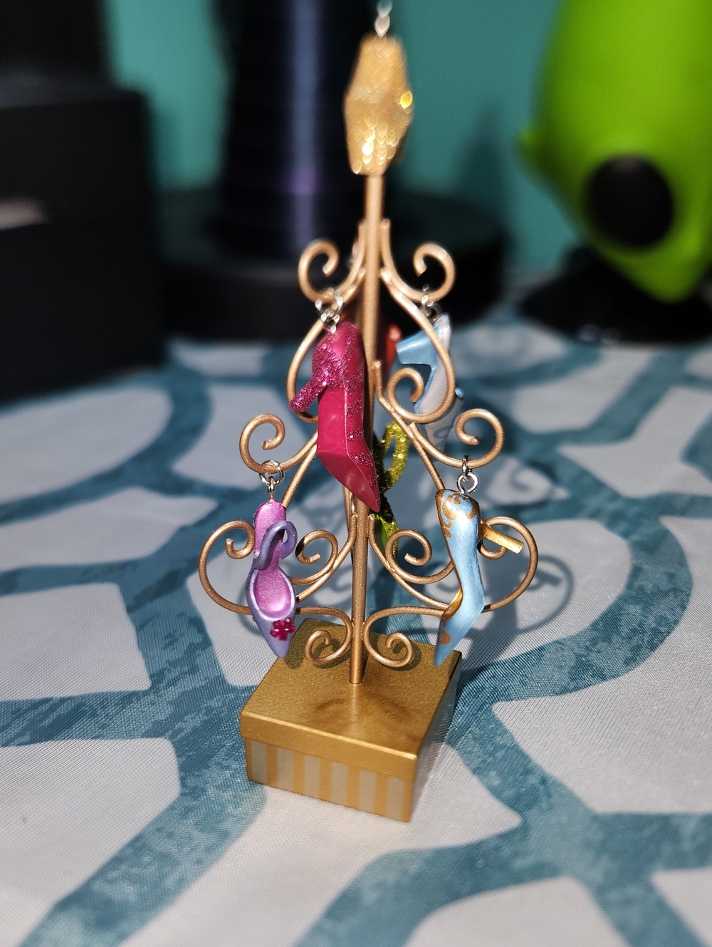 Miniature Shoe Ornament Display - Multicolor Metallic Shoes